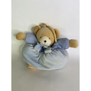 Vintage Luckson Musical Pull Bear Crib Hang Plush Stuffed Lovey Toy Blue FLAWED